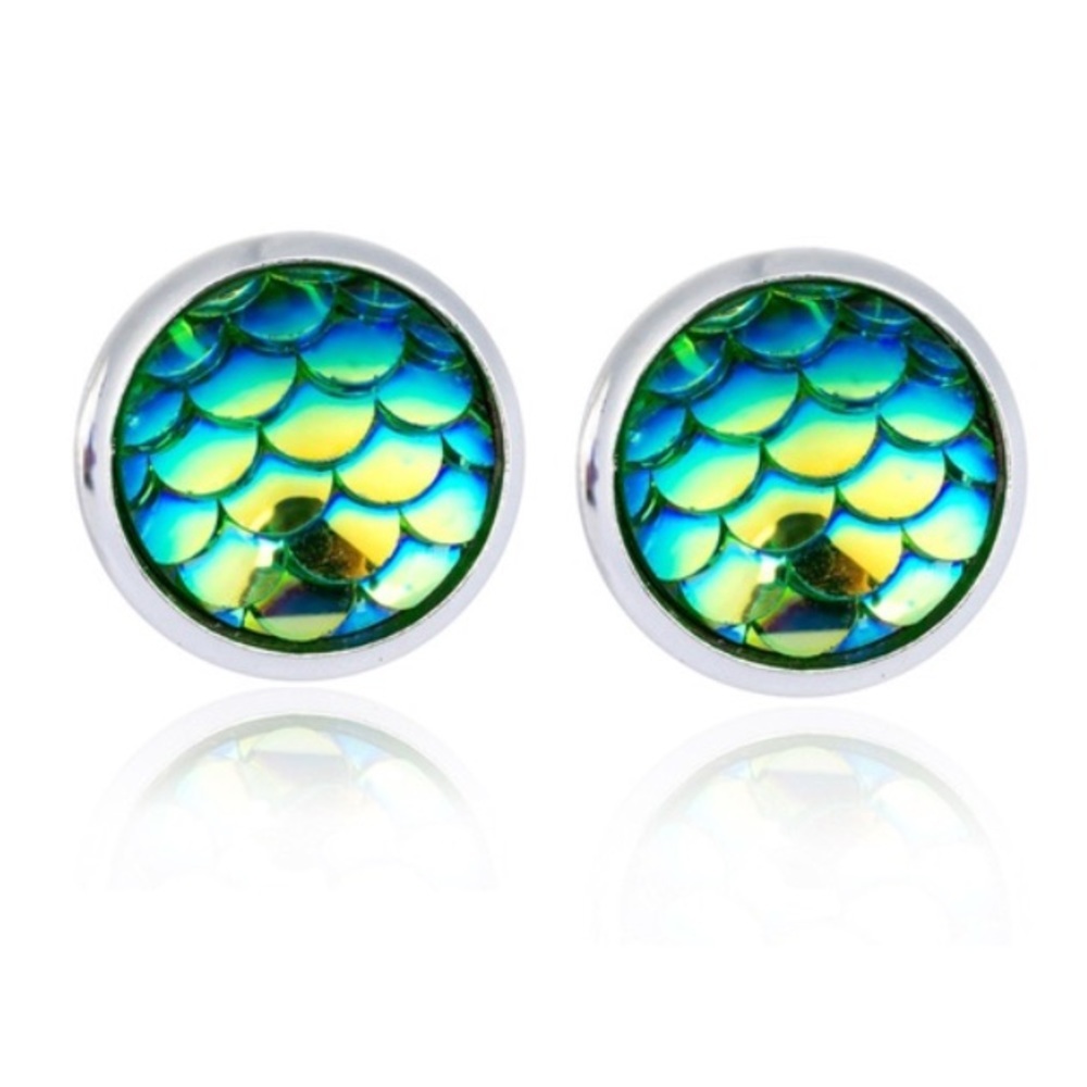 💄 Handmade Sterling Druzy Mermaid Scale Earrings